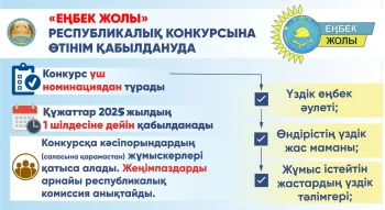 «ЕҢБЕК ЖОЛЫ» КОНКУРСЫНА ӨТІНІМ ҚАБЫЛДАНУДА